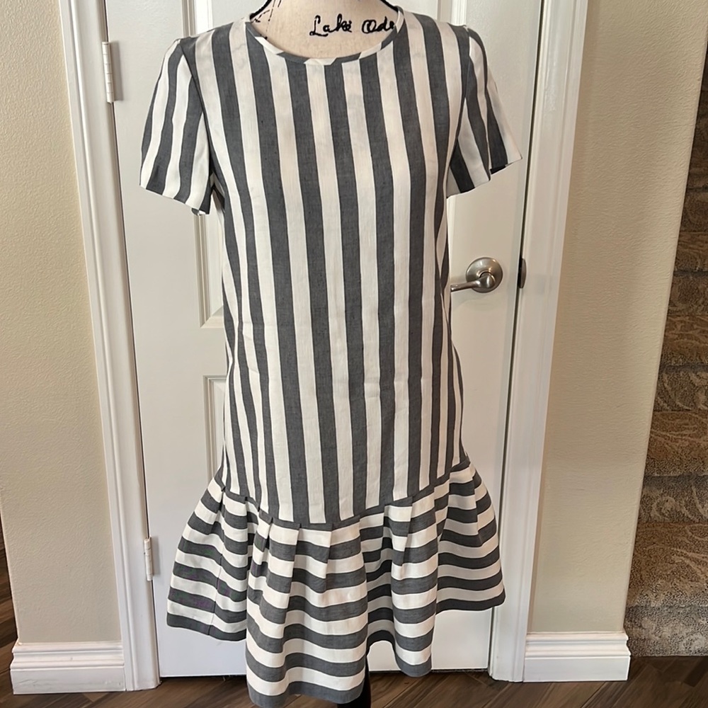 MaxMara Black and White Striped Mini Dress